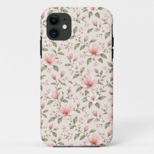 Soft Pink Cherry Blossom Floral Seamless Pattern iPhone 11 Case