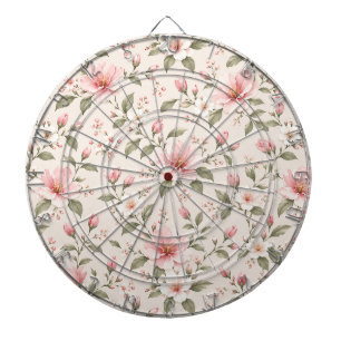 Soft Pink Cherry Blossom Floral Seamless Pattern Dartboard
