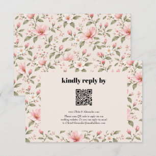 Soft Pink Cherry Blossom Floral Seamless Pattern Enclosure Card