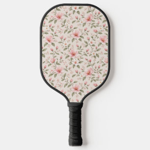 Soft Pink Cherry Blossom Floral Seamless Pattern Pickleball Paddle
