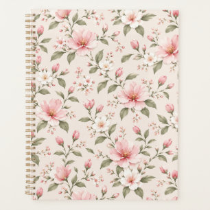 Soft Pink Cherry Blossom Floral Seamless Pattern Planner