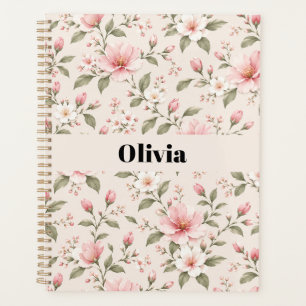Soft Pink Cherry Blossom Floral Seamless Pattern Planner