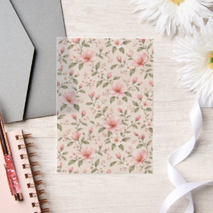 Soft Pink Cherry Blossom Floral Seamless Pattern Vellum Invitations