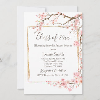 Soft Pink Cherry Blossom Graduation Invitation
