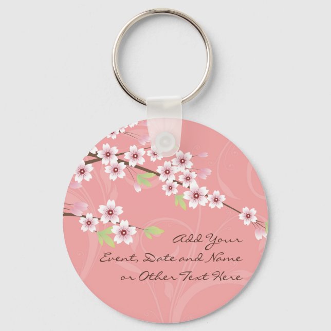 Soft Pink Cherry Blossom Key Ring (Front)