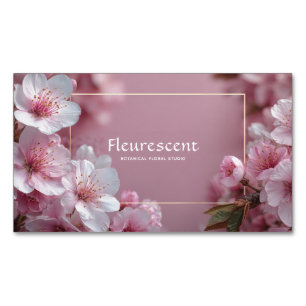 Soft Pink Cherry Blossom Modern Bokeh Magnetic Business Card