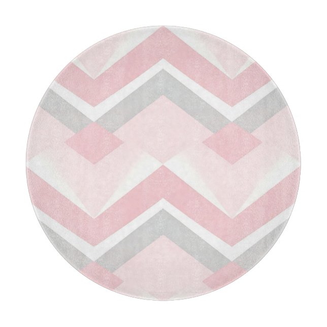 Soft Pink Chevron Geometric Cutting Board (Front)
