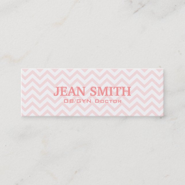 Soft Pink Chevron OB/GYN Business Card (Front)