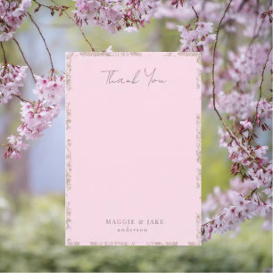 Soft Pink Chinoiserie Elegant Wedding Thank You Card