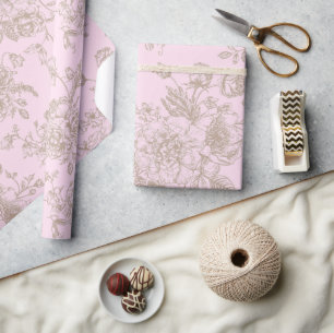 Soft Pink Chinoiserie Gift Wrapping Paper