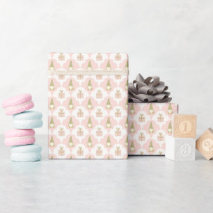 Soft Pink Christmas Gnomes Wrapping Paper Roll