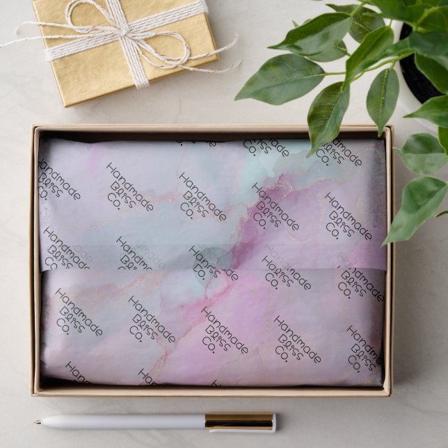 Soft Pink Colourful Marble Tissue Paper (Gift)