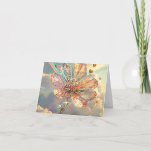 Soft Pink Crystal Flower Holiday Card
