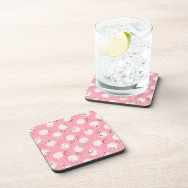 Soft Pink Cute Pattern – Minimal Aesthetic Polka Coaster (Right Side)