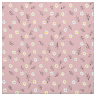 Soft Pink Daisy Botanical Pima Cotton Fabric