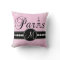 Soft Pink Damask Black Paris Monogram Pillow