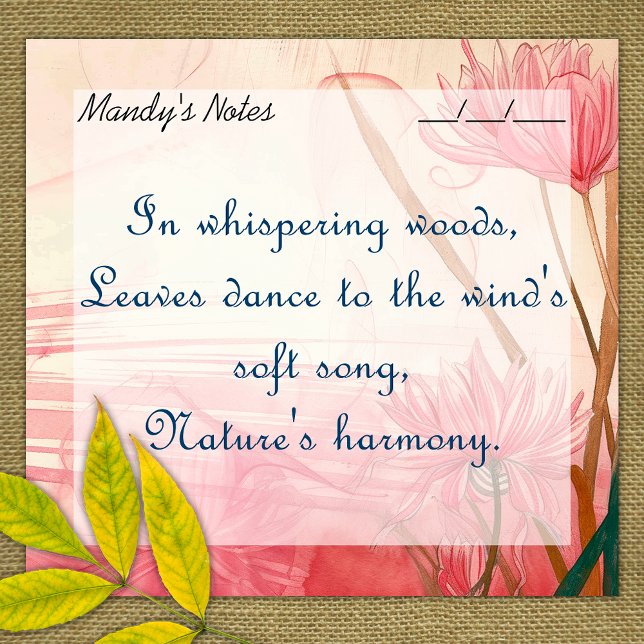 Soft Pink Delicate Floral Trendy 3" x 3" Post-it Notes (Creator Uploaded)