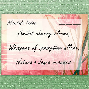 Soft Pink Delicate Floral Trendy 4" x 3" Post-it Notes