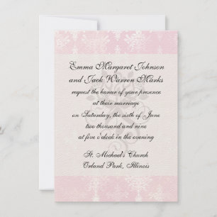 soft pink distressed damask pattern invitation