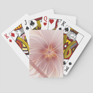 Soft Pink Dream Abstract Fractal Art Flower Name Playing Cards