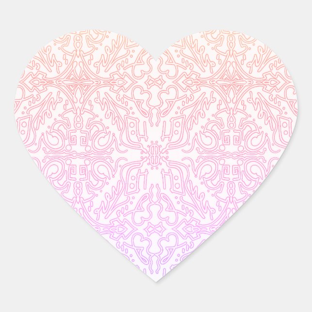 Soft Pink Dream Mandala pattern series Heart Sticker (Front)