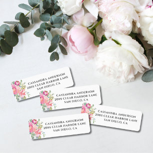Soft Pink Dusty Blue Floral Return Address Labels