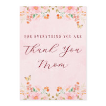 Soft Pink Elegant Floral Thank You Mother’s Day 
