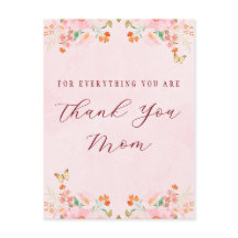 Soft Pink Elegant Floral Thank You Mother’s Day 