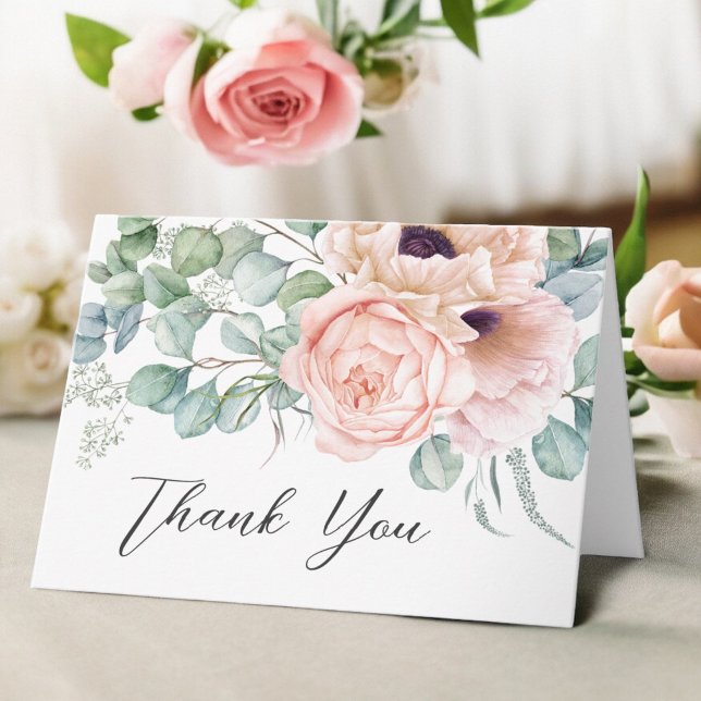 Soft Pink Elegant Watercolor Floral Thank You (Creator Uploaded)