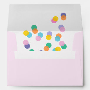 Soft Pink Envelope with Playful Colourful Confetti