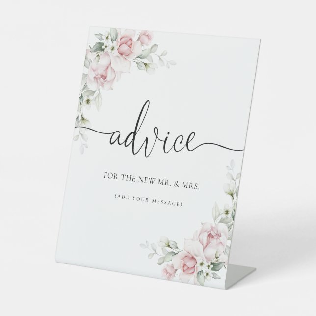 Soft Pink Floral Advice Sign (Front)