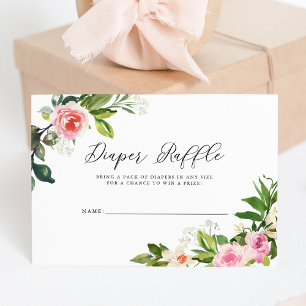Soft Pink Floral Baby Shower Diaper Raffle Invitation