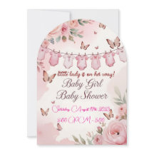 Soft Pink Floral Baby Shower Invitation for Girl