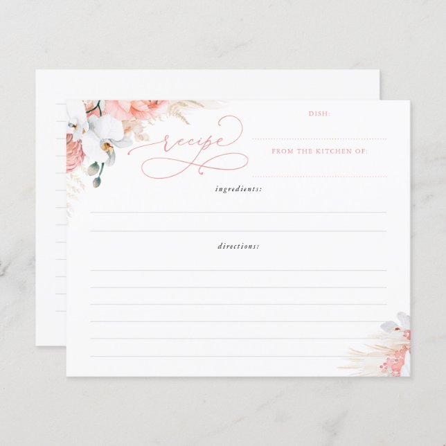 Soft Pink Floral Boho Bridal Shower Recipe (Front/Back)