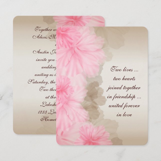 Soft Pink Floral Border Invitation (Front/Back)