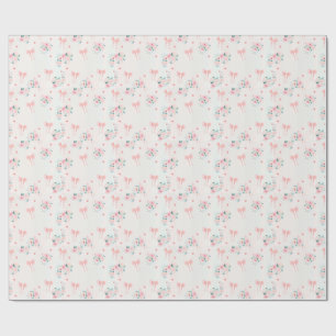 Soft Pink Floral & Bow Pattern – Cute Romantic Wrapping Paper