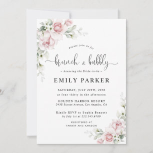 Soft Pink Floral Bridal Shower Invitation