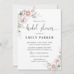 Soft Pink Floral Bridal Shower Invitation