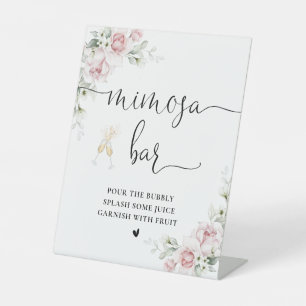 Soft Pink Floral Bridal Shower Mimosa Bar Sign