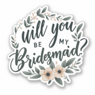 Soft Pink Floral Bridesmaid Proposal Decal