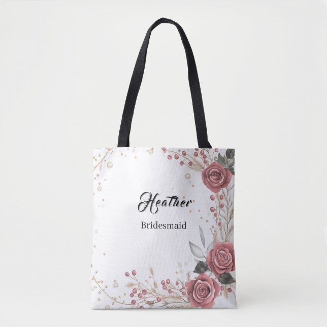 Soft Pink floral bridesmaid tote (Front)