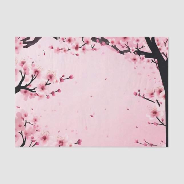 Soft Pink Floral Cherry Blossom Tissue Paper (Front)