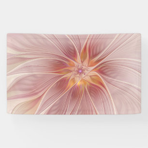 Soft Pink Floral Dream Abstract Fractal Art Flower Banner
