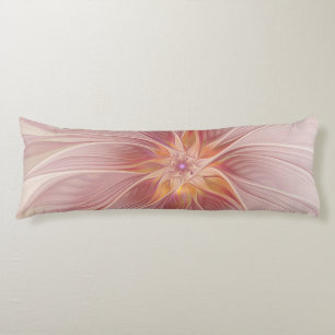 Soft Pink Floral Dream Abstract Fractal Art Flower Body Cushion