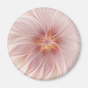 Soft Pink Floral Dream Abstract Fractal Art Flower Magnet