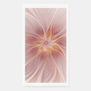 Soft Pink Floral Dream Abstract Fractal Art Flower Napkin
