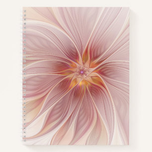 Soft Pink Floral Dream Abstract Fractal Art Flower Notebook