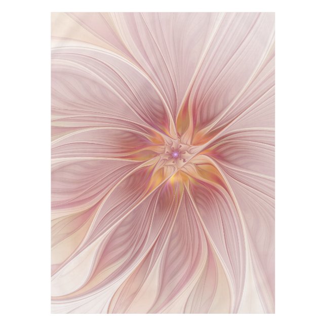Soft Pink Floral Dream Abstract Fractal Art Flower Tablecloth (Front)