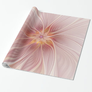 Soft Pink Floral Dream Abstract Fractal Art Flower Wrapping Paper