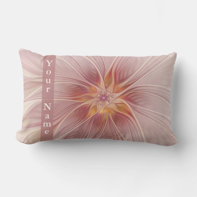 Soft Pink Floral Dream Abstract Modern Flower Name Lumbar Cushion (Front)